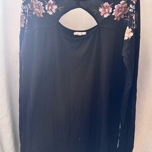 Floral Black Top